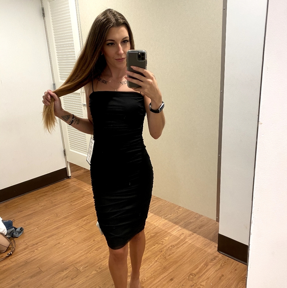 NWOT Black Mesh Tube Dress